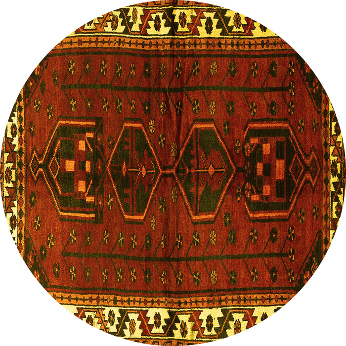 Round Persian Yellow Traditional Rug, tr2002yw