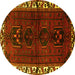 Round Persian Yellow Traditional Rug, tr2002yw