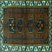 Square Machine Washable Persian Turquoise Traditional Area Rugs, wshtr2002turq