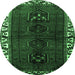 Round Persian Emerald Green Traditional Rug, tr2002emgrn