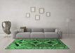 Machine Washable Southwestern Emerald Green Country Area Rugs in a Living Room,, wshtr2003emgrn