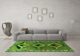Machine Washable Southwestern Green Country Area Rugs in a Living Room,, wshtr2003grn