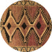 Round Southwestern Brown Country Rug, tr2003brn