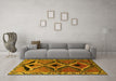 Machine Washable Southwestern Yellow Country Rug in a Living Room, wshtr2003yw