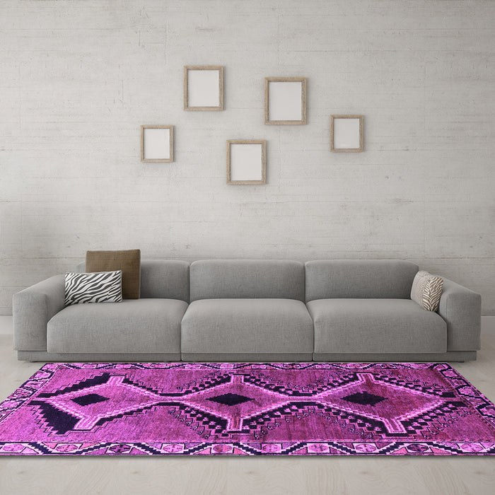 Machine Washable Southwestern Purple Country Area Rugs in a Living Room, wshtr2003pur