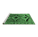 Sideview of Machine Washable Southwestern Emerald Green Country Area Rugs, wshtr2003emgrn