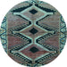 Round Southwestern Light Blue Country Rug, tr2003lblu