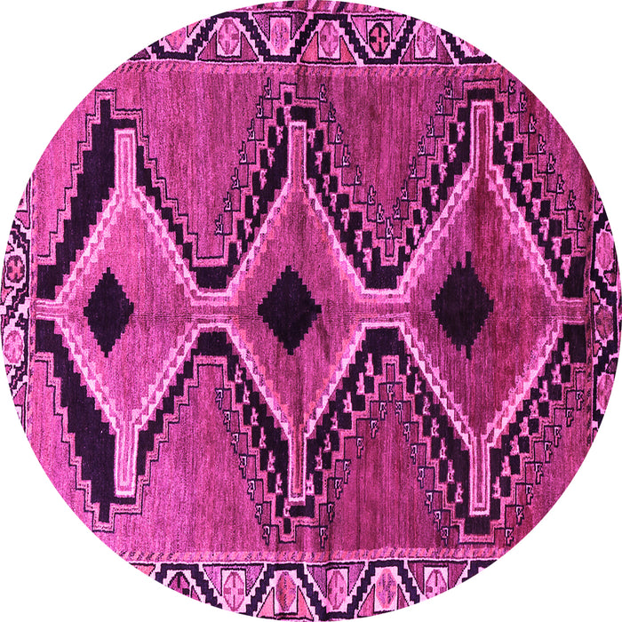 Round Machine Washable Southwestern Pink Country Rug, wshtr2003pnk