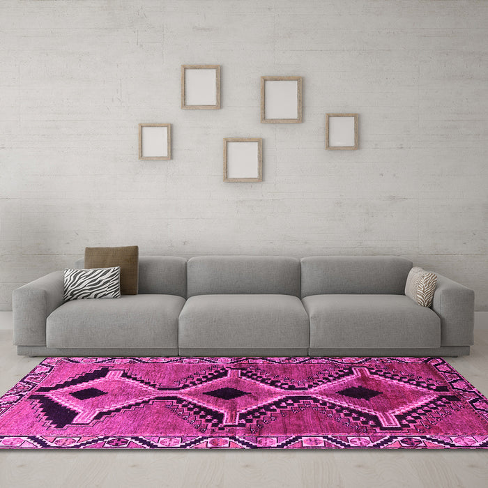 Machine Washable Southwestern Pink Country Rug in a Living Room, wshtr2003pnk