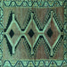 Square Southwestern Turquoise Country Rug, tr2003turq