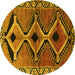 Round Southwestern Yellow Country Rug, tr2003yw