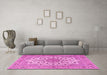 Machine Washable Persian Pink Traditional Rug in a Living Room, wshtr2004pnk