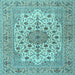 Square Machine Washable Persian Light Blue Traditional Rug, wshtr2004lblu