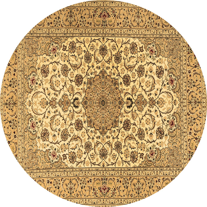 Round Machine Washable Persian Brown Traditional Rug, wshtr2004brn