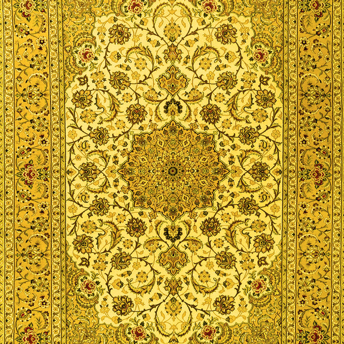 Machine Washable Persian Yellow Traditional Rug, wshtr2004yw