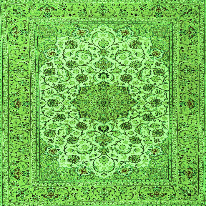Round Machine Washable Persian Green Traditional Area Rugs, wshtr2004grn