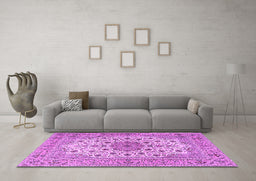 Machine Washable Persian Purple Traditional Area Rugs in a Living Room, wshtr2004pur