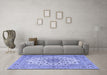 Machine Washable Persian Blue Traditional Rug in a Living Room, wshtr2004blu