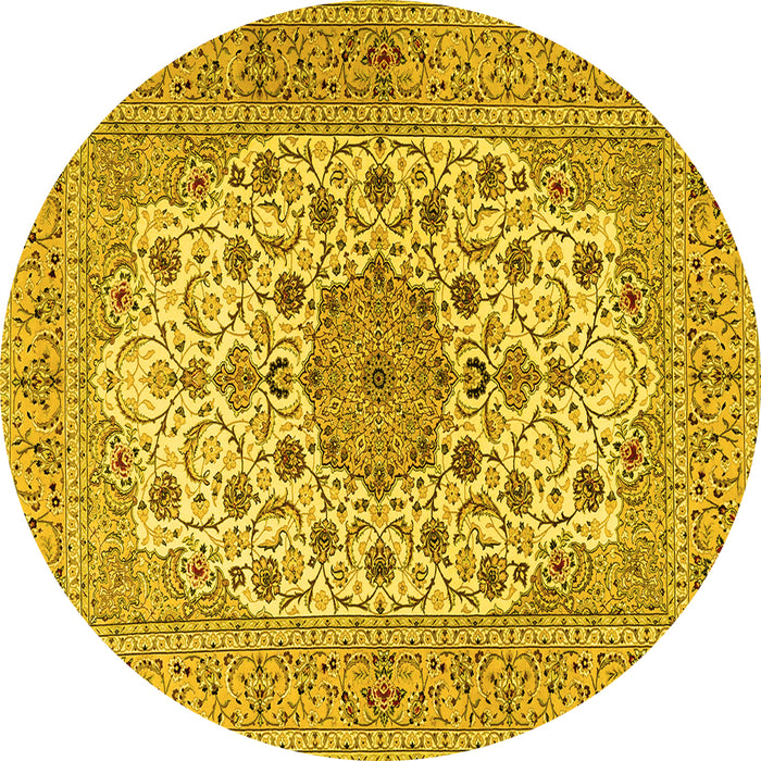 Round Persian Yellow Traditional Rug, tr2004yw