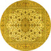 Round Persian Yellow Traditional Rug, tr2004yw