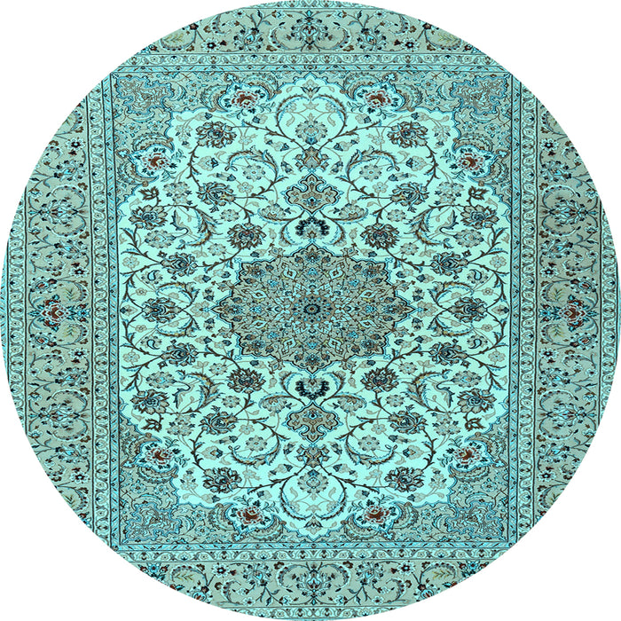 Round Machine Washable Persian Light Blue Traditional Rug, wshtr2004lblu