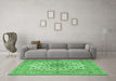 Machine Washable Persian Emerald Green Traditional Area Rugs in a Living Room,, wshtr2004emgrn