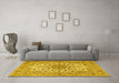 Machine Washable Persian Yellow Traditional Rug in a Living Room, wshtr2004yw