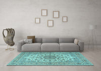 Machine Washable Persian Light Blue Traditional Rug, wshtr2004lblu