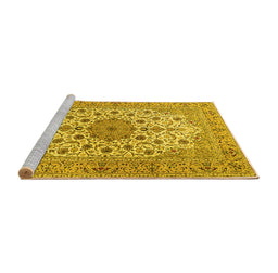 Sideview of Machine Washable Persian Yellow Traditional Rug, wshtr2004yw