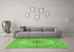 Machine Washable Persian Green Traditional Area Rugs in a Living Room,, wshtr2004grn