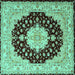 Square Machine Washable Persian Turquoise Traditional Area Rugs, wshtr2005turq