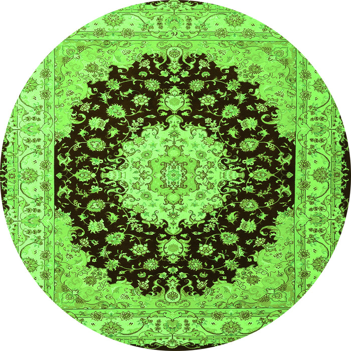 Square Persian Green Traditional Rug, tr2005grn