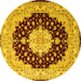 Round Persian Yellow Traditional Rug, tr2005yw
