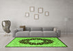 Machine Washable Persian Green Traditional Area Rugs in a Living Room,, wshtr2005grn