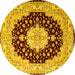 Round Machine Washable Persian Yellow Traditional Rug, wshtr2005yw