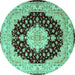 Round Persian Turquoise Traditional Rug, tr2005turq
