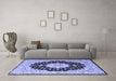 Machine Washable Persian Blue Traditional Rug in a Living Room, wshtr2005blu