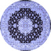 Round Machine Washable Persian Blue Traditional Rug, wshtr2005blu