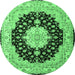Round Persian Emerald Green Traditional Rug, tr2005emgrn