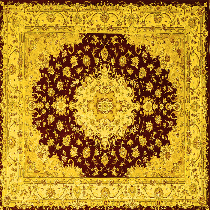 Square Machine Washable Persian Yellow Traditional Rug, wshtr2005yw