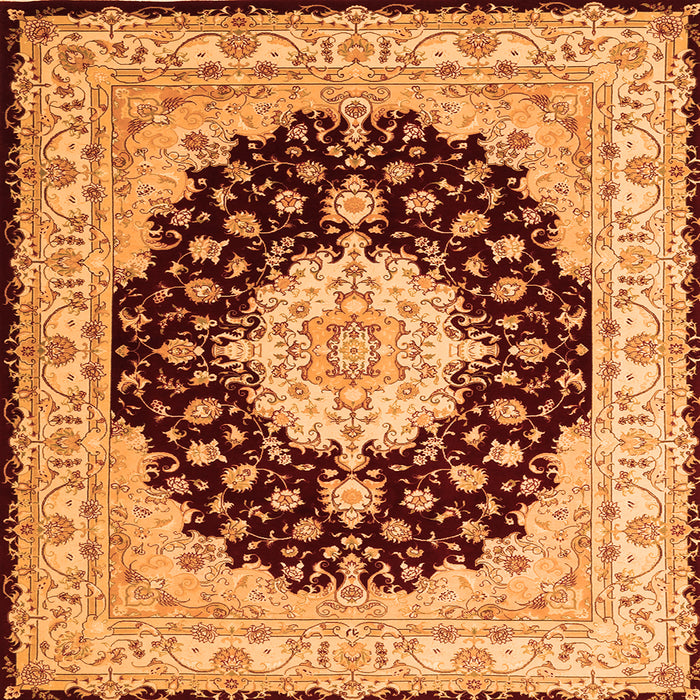 Round Machine Washable Persian Orange Traditional Area Rugs, wshtr2005org