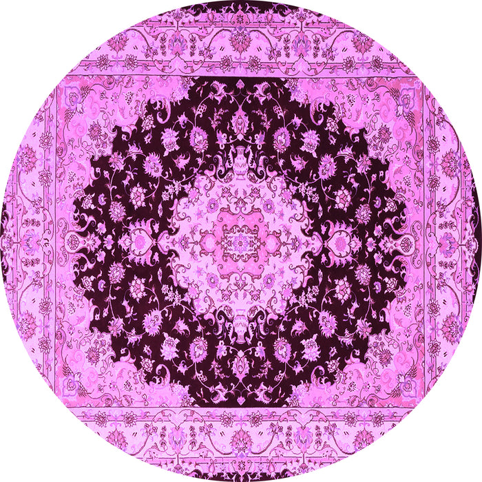 Round Persian Purple Traditional Rug, tr2005pur