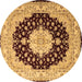 Round Machine Washable Persian Brown Traditional Rug, wshtr2005brn