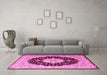 Machine Washable Persian Pink Traditional Rug in a Living Room, wshtr2005pnk