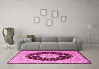 Machine Washable Persian Pink Traditional Rug, wshtr2005pnk