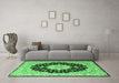 Machine Washable Persian Emerald Green Traditional Area Rugs in a Living Room,, wshtr2005emgrn