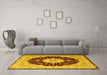 Machine Washable Persian Yellow Traditional Rug in a Living Room, wshtr2005yw