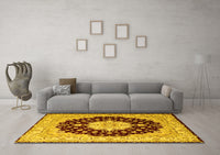 Machine Washable Persian Yellow Traditional Rug, wshtr2005yw