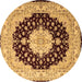 Round Persian Brown Traditional Rug, tr2005brn