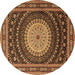 Round Persian Brown Traditional Rug, tr2006brn